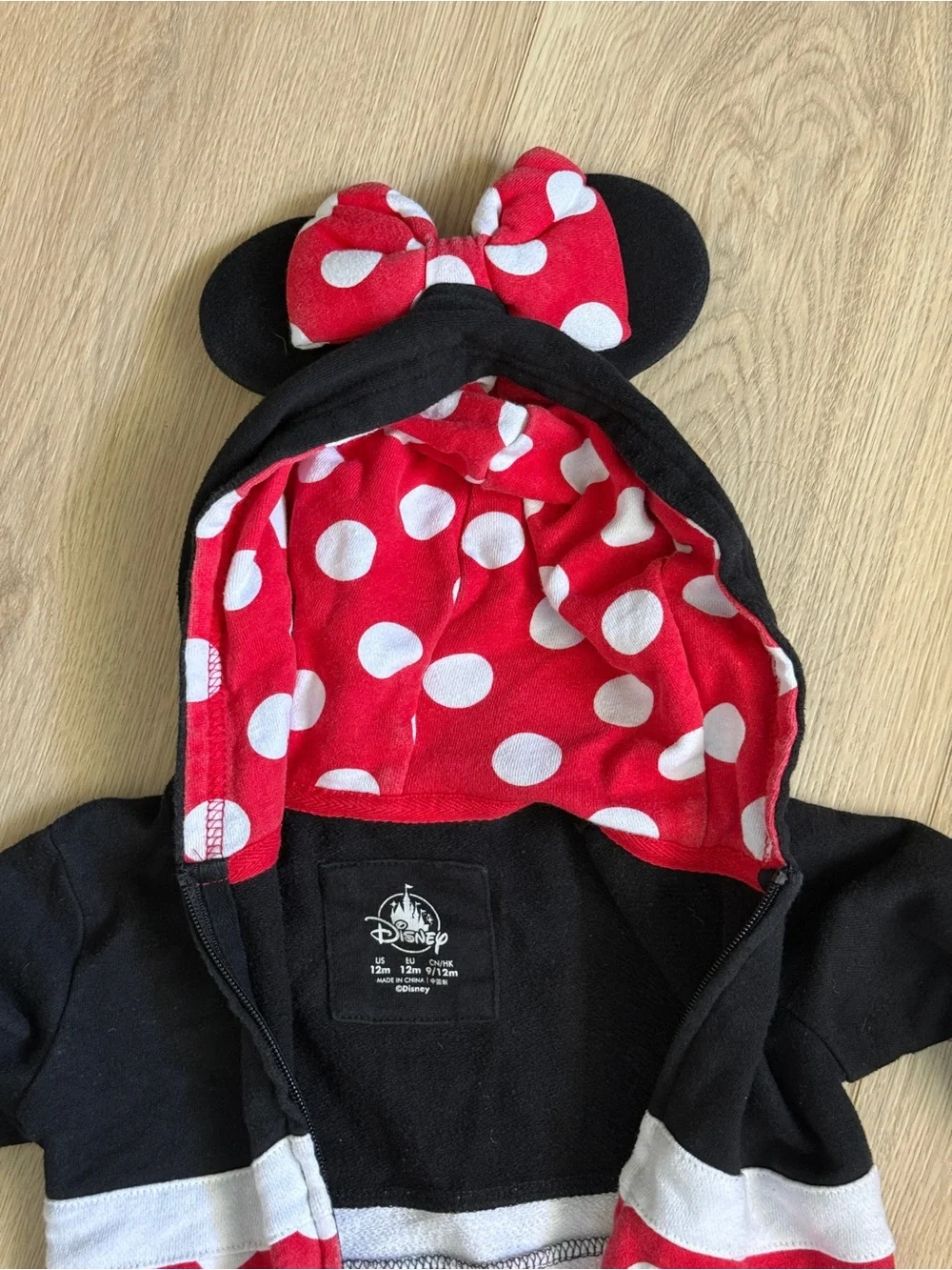 Disney Minnie Mouse Black and Red Polka Dot Hooded Jacket